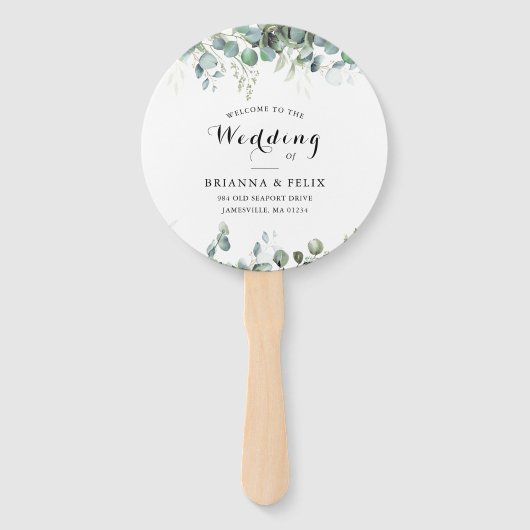 Rustic Botanical Eucalyptus Greenery Wedding Handwaaier (Voorkant)