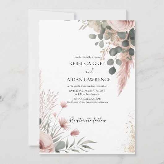 Rustic Botanical Eucalyptus Greenery Wedding  Kaart (Voorkant)