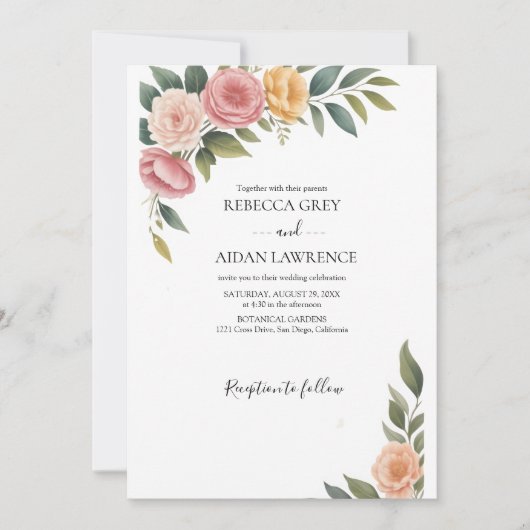 Rustic Botanical Eucalyptus Greenery Wedding  Kaart (Voorkant)