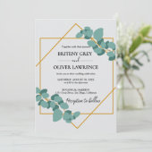 Rustic Botanical Eucalyptus Greenery Wedding Kaart (Staand voorkant)