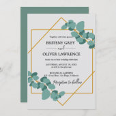 Rustic Botanical Eucalyptus Greenery Wedding Kaart (Voorkant / Achterkant)