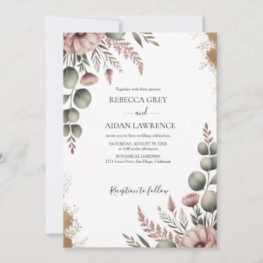 Rustic Botanical Eucalyptus Greenery Wedding  Kaart (Voorkant)