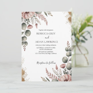Rustic Botanical Eucalyptus Greenery Wedding  Kaart