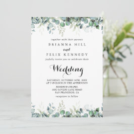 Rustic Botanical Eucalyptus Greenery Wedding Kaart