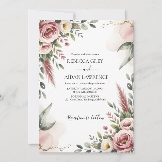 Rustic Botanical Eucalyptus Greenery Wedding  Kaart (Voorkant)