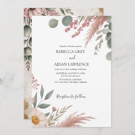 Rustic Botanical Eucalyptus Greenery Wedding  Kaart (Voorkant / Achterkant)
