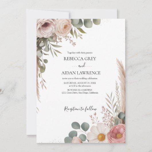 Rustic Botanical Eucalyptus Greenery Wedding  Kaart (Voorkant)
