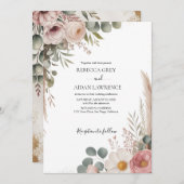Rustic Botanical Eucalyptus Greenery Wedding  Kaart (Voorkant / Achterkant)