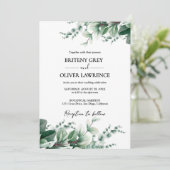 Rustic Botanical Eucalyptus Greenery Wedding Kaart (Staand voorkant)