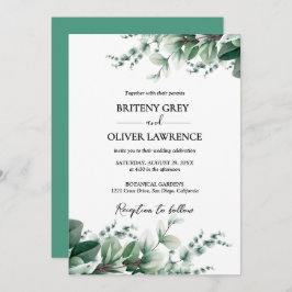 Rustic Botanical Eucalyptus Greenery Wedding Kaart