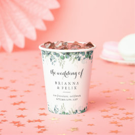 Rustic Botanical Eucalyptus Greenery Wedding Papieren Bekers