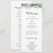 Rustic Botanical Eucalyptus Greenery Wedding Programmakaart (Voorkant / Achterkant)