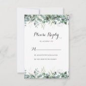 Rustic Botanical Eucalyptus Greenery Wedding RSVP Kaartje (Voorkant)