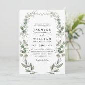 Rustic Botanical Eucalyptus Modern QR Code Wedding Kaart (Staand voorkant)