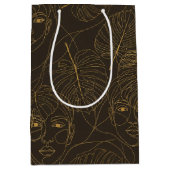 Rustic Botanical Face Line Pattern (1) Medium Cadeauzakje (Voorkant)