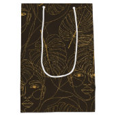 Rustic Botanical Face Line Pattern (1) Medium Cadeauzakje (Achterkant)