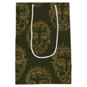 Rustic Botanical Face Line Pattern (2) Medium Cadeauzakje (Achterkant)