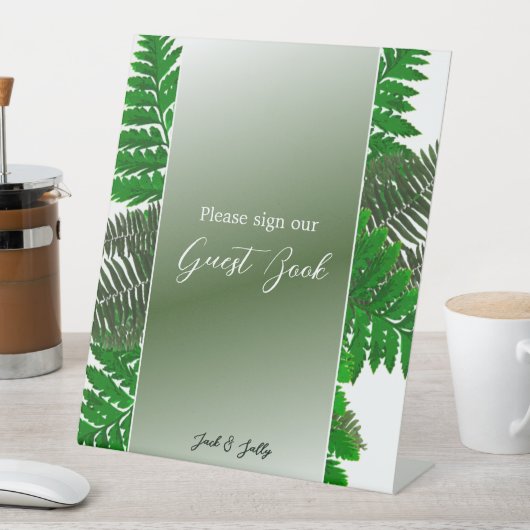 Rustic Botanical Fern Wedding Reclamebord Met Voetstuk (Insitu)