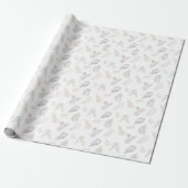 Rustic Botanical Floral Leaves And Flowers Pattern Cadeaupapier (Uitgerold)