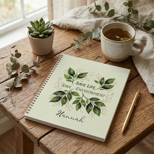 Rustic botanical foliage watercolor leaves planner