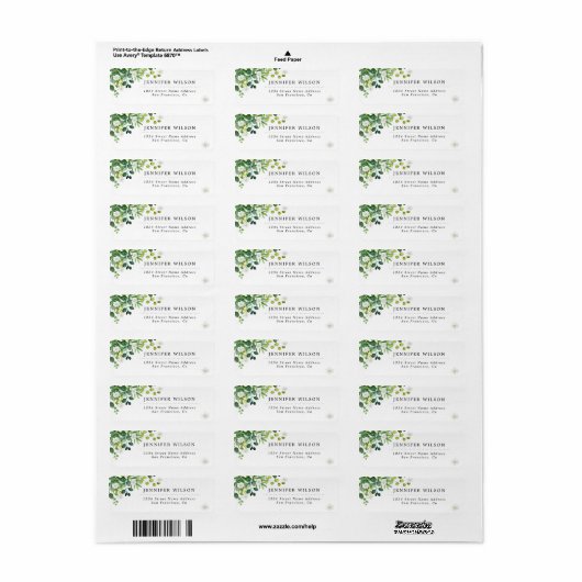 Rustic Botanical Garden Floral Greenery Etiket (Full Sheet)