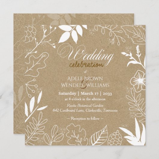 Rustic Botanical Garden Wedding Kaart (Voorkant / Achterkant)