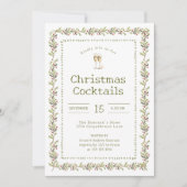 Rustic Botanical Green Christmas Party Invitation Kaart (Voorkant)