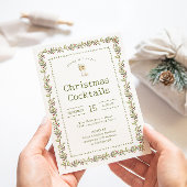 Rustic Botanical Green Christmas Party Invitation Kaart