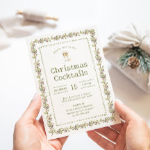 Rustic Botanical Green Christmas Party Invitation