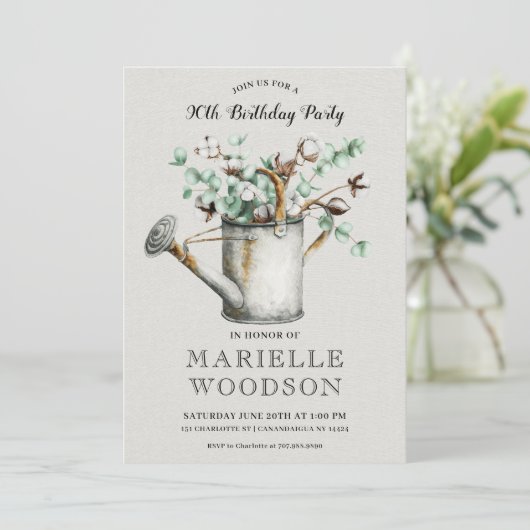 Rustic Botanical Greenery 90th Birthday Party Kaart (Staand voorkant)