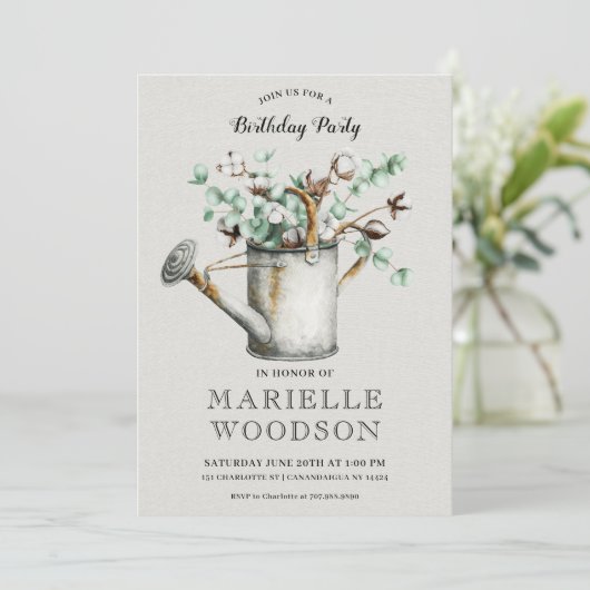 Rustic Botanical Greenery Birthday Party Kaart (Staand voorkant)