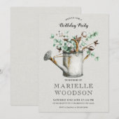 Rustic Botanical Greenery Birthday Party Kaart (Voorkant / Achterkant)
