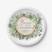 Rustic Botanical Greenery Merry kerstavond Papieren Bordje (Voorkant)