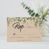 Rustic Botanical Greenery RSVP-kaart voor bruiloft Kaart (Staand voorkant)