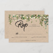 Rustic Botanical Greenery RSVP-kaart voor bruiloft Kaart (Voorkant / Achterkant)