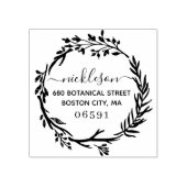 Rustic Botanical Greenery Wreath Return Address Rubberstempel (Afrduk)