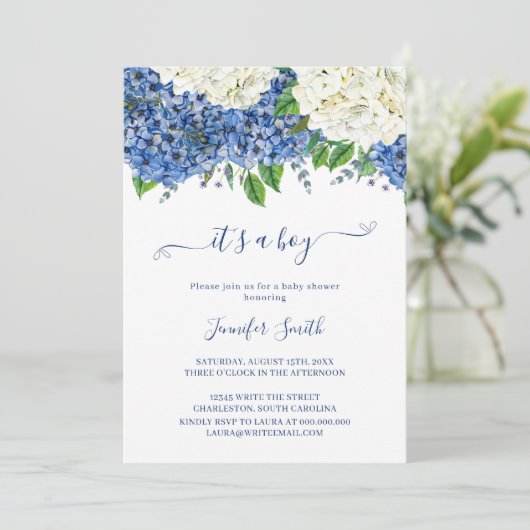 Rustic Botanical Hydrangea Het is een Baby shower  Kaart (Staand voorkant)