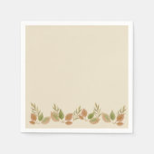 Rustic Botanical Leaf Border Napkins | Soft Autumn Servet (Voorkant)