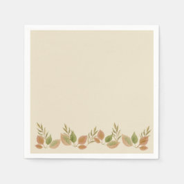 Rustic Botanical Leaf Border Napkins | Soft Autumn Servet