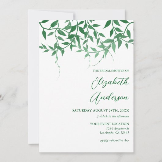 Rustic Botanical Leaves Vrijgezellenfeest Kaart (Voorkant)