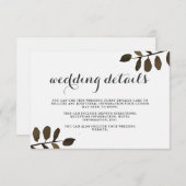 Rustic Botanical Leaves Wedding Guest Details Kaar Informatiekaartje (Voorkant / Achterkant)