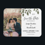 Rustic botanical monogram photo Save the Date Magneet<br><div class="desc">Elegant monogrammed watercolor botanical wedding Save the Date magnetic card with your own photo. For spring,  summer,  fall,  or winter wedding.
You can easily add your own photos to make it very personal and unique,  and add your own text.</div>