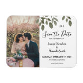 Rustic botanical monogram photo Save the Date Magneet (Horizontaal)