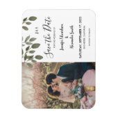Rustic botanical monogram photo Save the Date Magneet (Verticaal)
