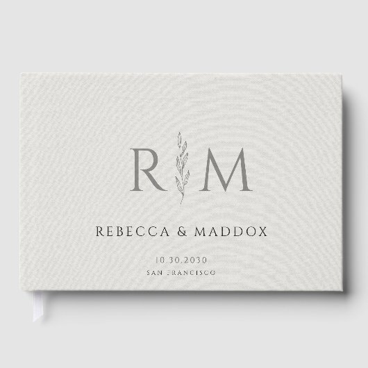 Rustic Botanical Monogram Wedding Gastenboek (Voorkant)