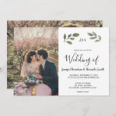 Rustic botanical monogrammed photo Wedding Kaart (Voorkant / Achterkant)