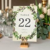 Rustic Botanical Olive Wreath Table Number Card Kaart