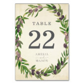 Rustic Botanical Olive Wreath Table Number Card Kaart (Achterkant)