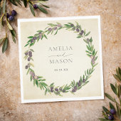 Rustic Botanical Olive Wreath Wedding Napkins Servet