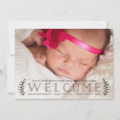Rustic Botanical Overlay Photo Birth Notice Aankondiging (Voorkant)